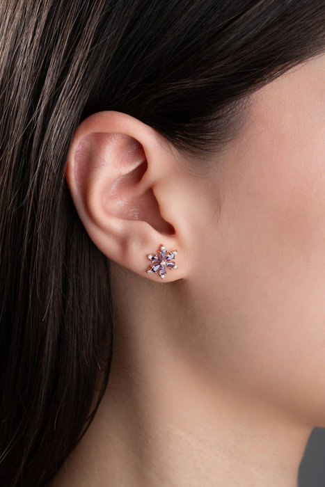 Heliophilia Silver Pendientes de Plata de Ley 925 con Baño de Oro Rosa y Circón